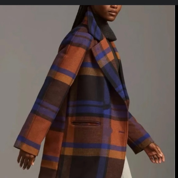 Avec Les Filles Plaid Pattern Coat in Blue | NWOT | Size XS - Picture 11 of 16